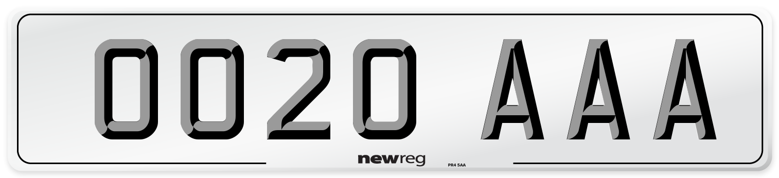 OO20 AAA Number Plate from New Reg